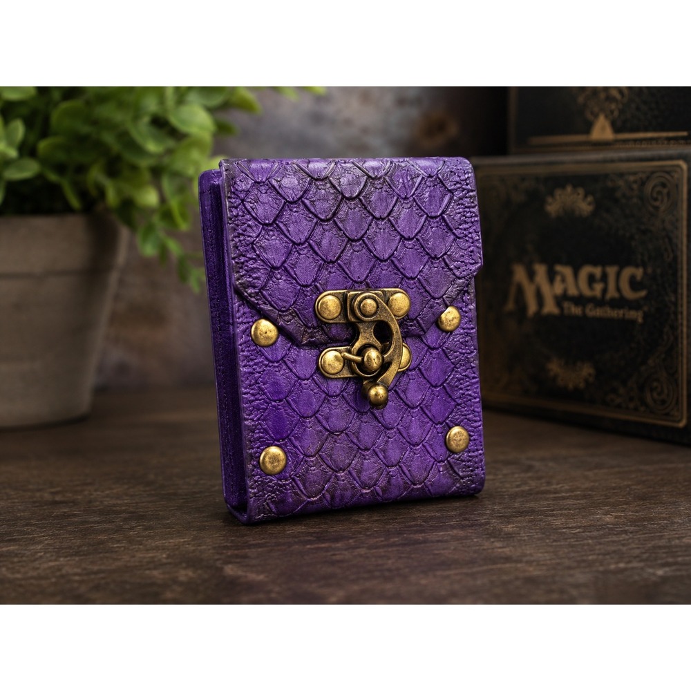 Magic The Gathering MTG Purple Dragon Scale Leather Deck Box Handmade Case‎